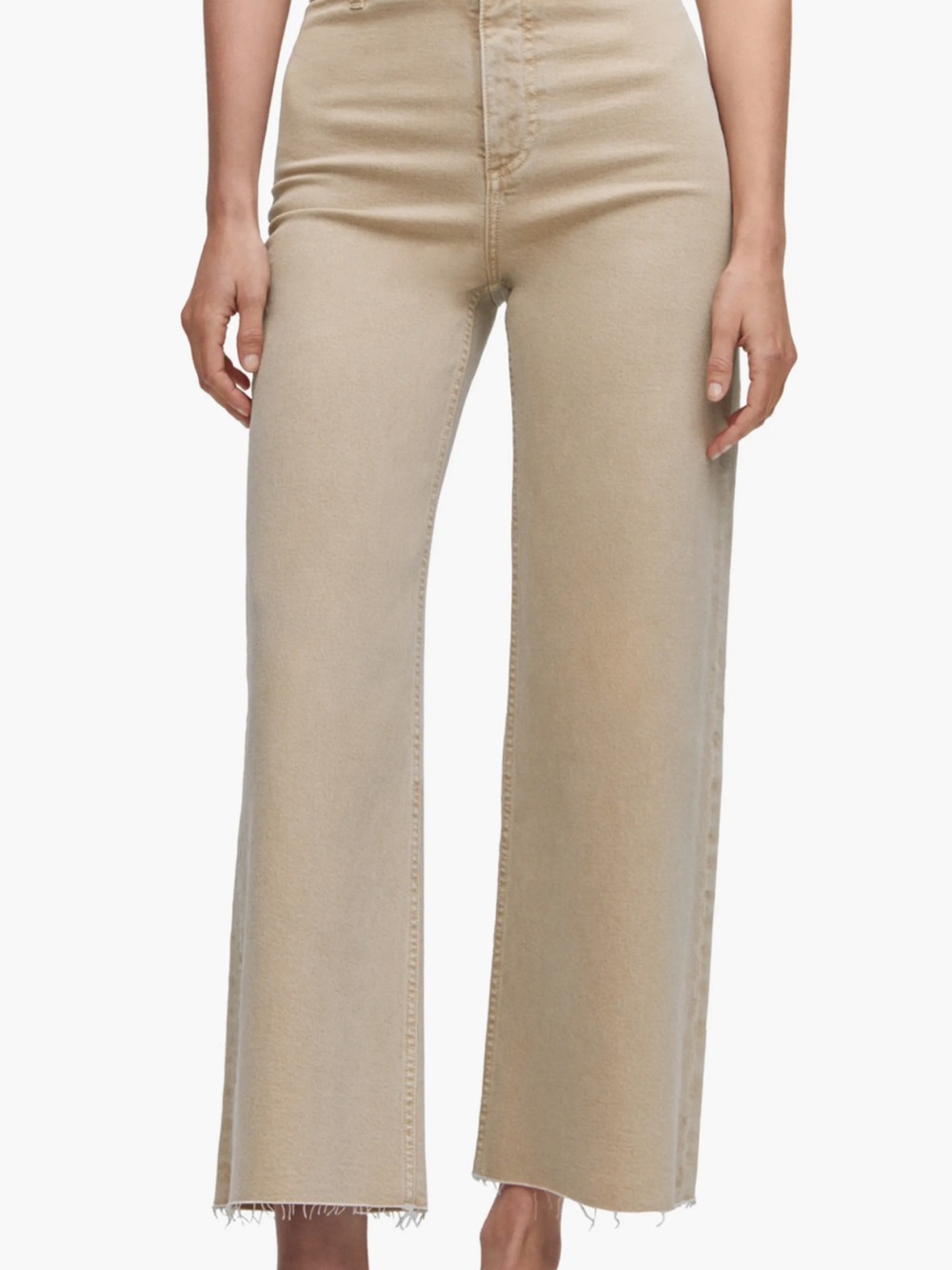 Mango Catherine Beige High-Rise Wide Leg Jeans